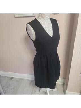 Tibi black short dress m v neck side hidden zip pockets M